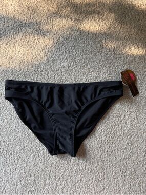 Black Women's Bikini Bottom With Side Cut-Outs